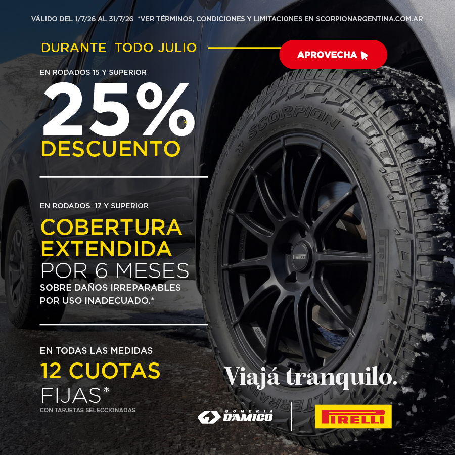 Promo Julio Pirelli: viajá tranquilo con beneficios en neumáticos